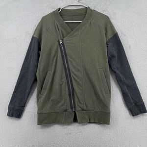 Lululemon Mula Bundle Wrap Jacket Womens 4 Fatigue Green Moto Asymmetrical